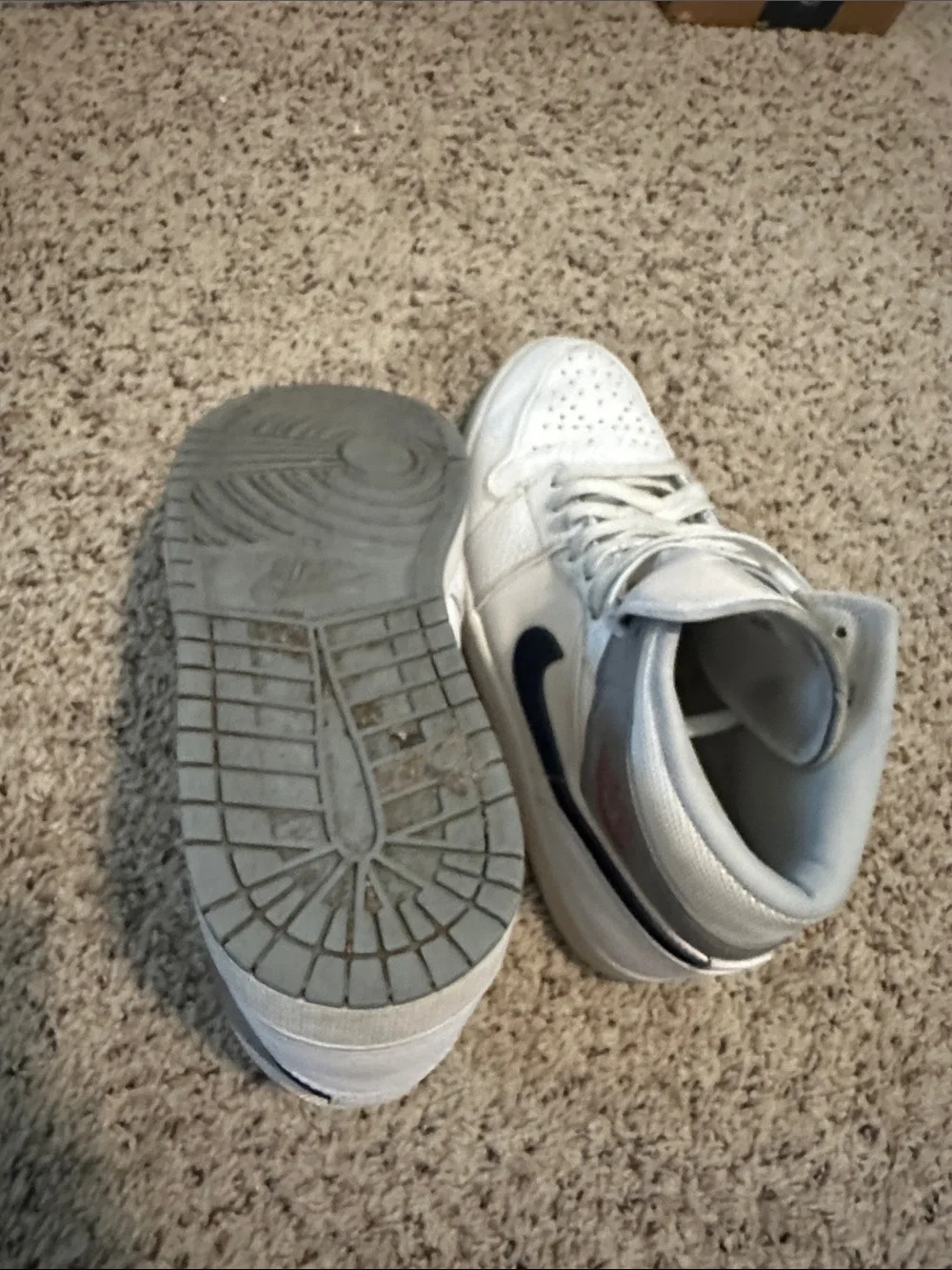 Nike White Navy Gray Air Jordan Mid Men's Sneakers Mens 12.5 Paris